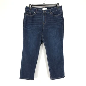 Lane Bryant Mid-Rise Girlfriend Crop Jeans Women's Size 12 Dark Wash Stretch - Picture 1 of 12