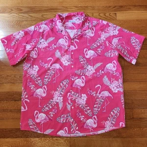 Camicia Uomo 2XL Rosa Hawaiana Bottoni Fenicottero Floreale Disegnata Luminosa In Italia - Foto 1 di 6