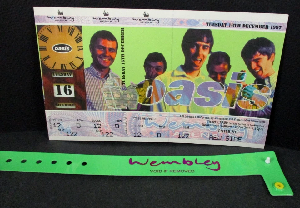 Oasis, Unused Ticket and Wristband, Wembley Arena, Tuesday, 16/12/ 1997-Red Side - Image 1 of 4