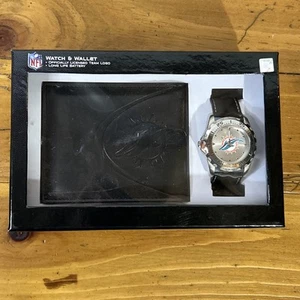Nuevo conjunto de regalo de reloj y billetera negra de los Miami Dolphins, NFL - Imagen 1 de 5