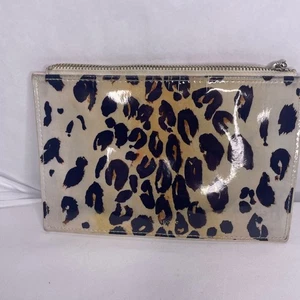 Kate Spade Glossy Black & Brown Leopard Print Wristlet - Pre-Owned - Picture 1 of 9