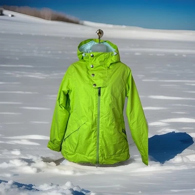 Burton Ski Jacket M Women's Society Snowboarding Dry Ride Bright Green Zip Coat - Image 1 of 4