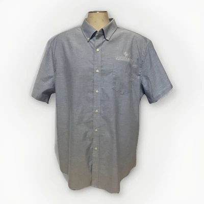 Port Authority Mens 2XL Blue Button Up Shirt Embroidered World Academy Logo - Image 1 of 4
