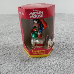Vintage 2001 Disney Goofy europäischer Stil Glas Ornament Santa's Best verpackt Weihnachten - Bild 1 von 10