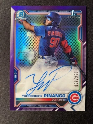 2021 Bowman Chrome Yohendrick Pinango Purple Refractor Auto /250 Cubs - Image 1 of 2