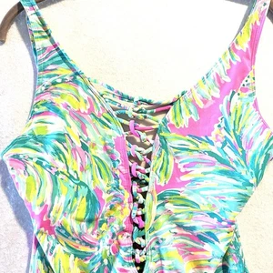Lilly Pulitzer Size 10 Isle Lattice One Piece Swimsuit Swim Suit Shady Lady Palm - Picture 1 of 11