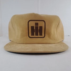 RARE Vtg K Products International Harvester Tan/Brown Suede Snapback Trucker Hat - Picture 1 of 14