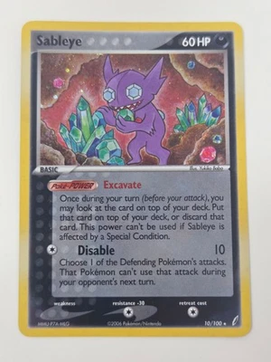 Pokémon Sableye 10/100 2006 Card EX Crystal Guardians Series Holo Dark Type - Image 1 of 2