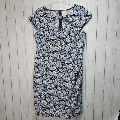 Vestido Modcloth Dear Fiery para mujer negro azul estampado floral ojo de cerradura frontal talla 2X  Foto 1 de 4