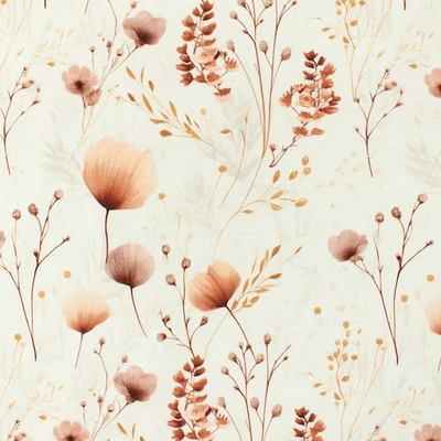 Jersey Stoff Trockenblumen, Baumwolljersey, naturweiß (Meterware ab 0,50m) - Bild 1 von 4