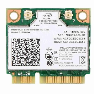 .Intel 7260 7260HMW 867 Mbit / s 5G Wireless Wifi Mini-PCI-E-Karte 4.0 BT L1I6 - Picture 1 of 8