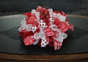 Valentine’s Day Centerpiece, 17” Love Words Mesh Table Top Candle Holder - Picture 1 of 8
