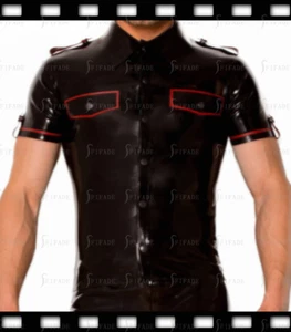 Latex Shirts Short Sleeves Fake Pockets Shoulder Girdles Slim Customized H13 - Picture 1 of 6