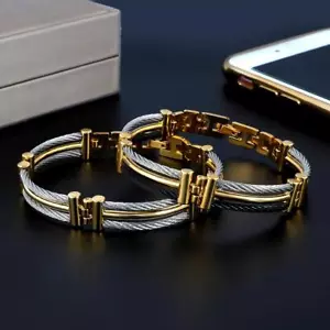 Stainless Steel Chain Link Bracelet – Sporty & Stylish Cuff for Men and Women - Picture 1 of 19