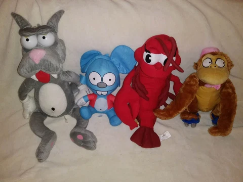 the SIMPSONS Cartoon Chars. Large Plush LOT- Scratchy, Itchy, Pinchy + Mr. Teeny Cover
