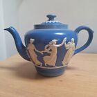 Dudson Brothers Jasperware Ceramic Teapot 1 Litre Neoclassical Blue Vintage