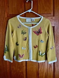 Womens Anthropologie Yellow Embroidered Butterflies Cardigan Size XS - Picture 1 of 7