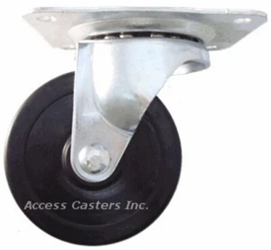 4PUHRS 4" x 1-1/2" Swivel Plate Caster, Hard Rubber Wheel, 300 lbs Capacity - Picture 1 of 2