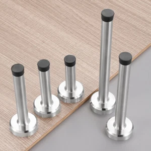Satin Door Stop Wall Mounted Chrome Rubber Stops Door Stainless Steel Stopper - Picture 1 of 22