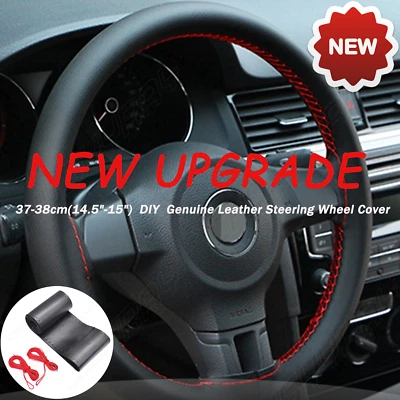 Cubierta de volante hágalo usted mismo 14,5-15" cuero genuino nueva actualización para Land Rover Foto 1 de 4