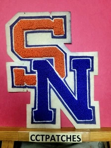 VINTAGE SN ORANGE BLAU LETTERMAN CHENILLE HIGH SCHOOL COLLEGE PATCH - Bild 1 von 2