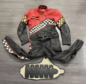 Vintage Dainese Racing Leather Suit One Piece Jacket Pants 52 80s 70s RARE Italy - Picture 1 of 24