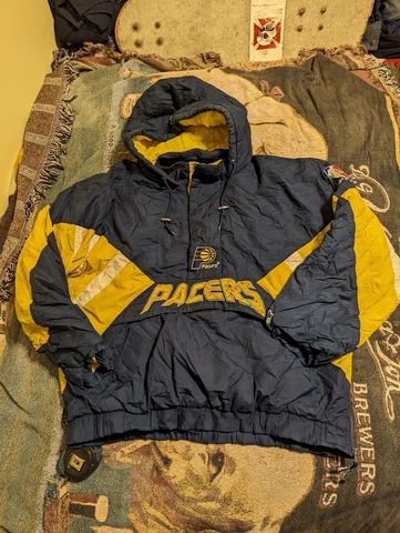 Vintage 90s STARTER NBA Authentics Indiana Pacers Hoodie Puffer Jacket XL VTG Cover