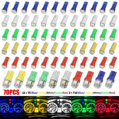 70PCS T5 T10 5050-SMD LED Speedometer Instrument Gauge Cluster Dash Light Bulbs - Image 1 of 4