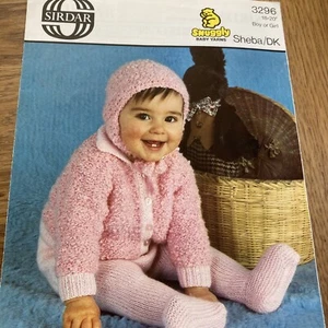 sirdar Vintage snuggly sheba 3296 Baby Cardigan & Hat Leggings Girls Or Boys - Picture 1 of 3