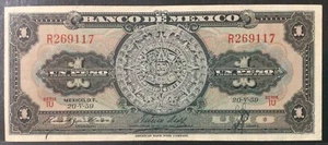 1959 MEXICO PAPER MONEY - ONE PESO BANKNOTE! - Picture 1 of 2