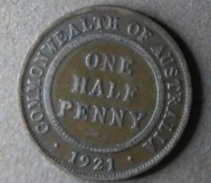* 1921 HALFPENNY NICE COIN CIRCULATED #FJP39 - Picture 1 of 8