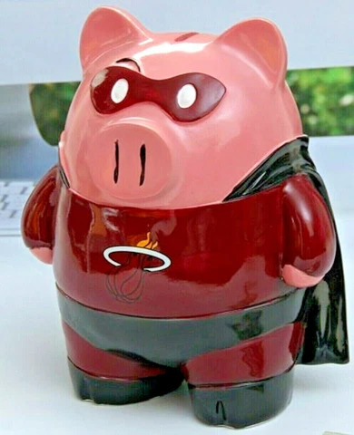 Miami Heat NBA BASKETBALL 8 INCH SUPERMAN Superhero Piggy Bank NEW GREAT GIFT Cover