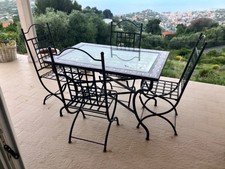 tavoli da giardino in ferro battuto e mosaico 
