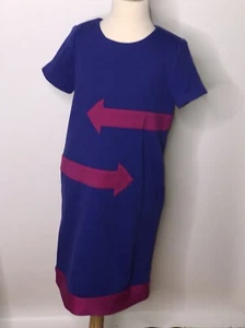 Lisa Perry Girls Wool Blend Blue Magenta Arrow Dress Sz 12 - Picture 1 of 4