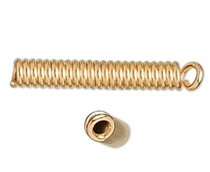 100 Gold Plated Brass 11x2mm Spring Cord Finishing Coil Ends with 1mm ID - Picture 1 of 3