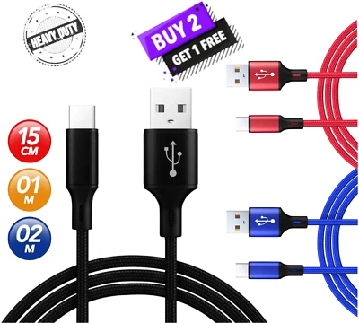 Cable de carga USB C USB-C duradero cargador rápido plomo para Samsung Galaxy Huawei Foto 1 de 4