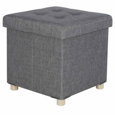 WOLTU Pouf Cassapanca Poggiapiedi Contenitore con Coperchio Sedia a Cubo in Lino