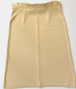 Elegant Yellow Stretch Knit Rayon Blend Midi Pencil Skirt Elastic Waist size M - Picture 1 of 6