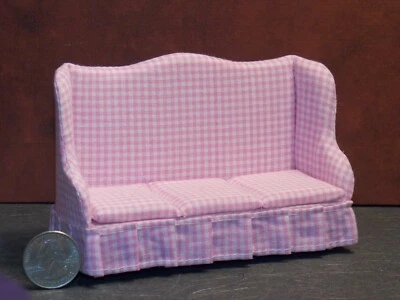 Sofá rosa moderno miniatura para casa de muñecas escala 1:12 una pulgada D162 Dollys Gallery Foto 1 de 2