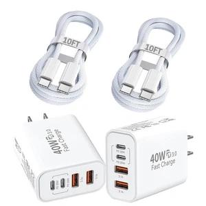 Cargador iPhone 17 16, bloque cargador USB C de 4 puertos carga rápida paquete de 2 40 W pared... - Imagen 1 de 7