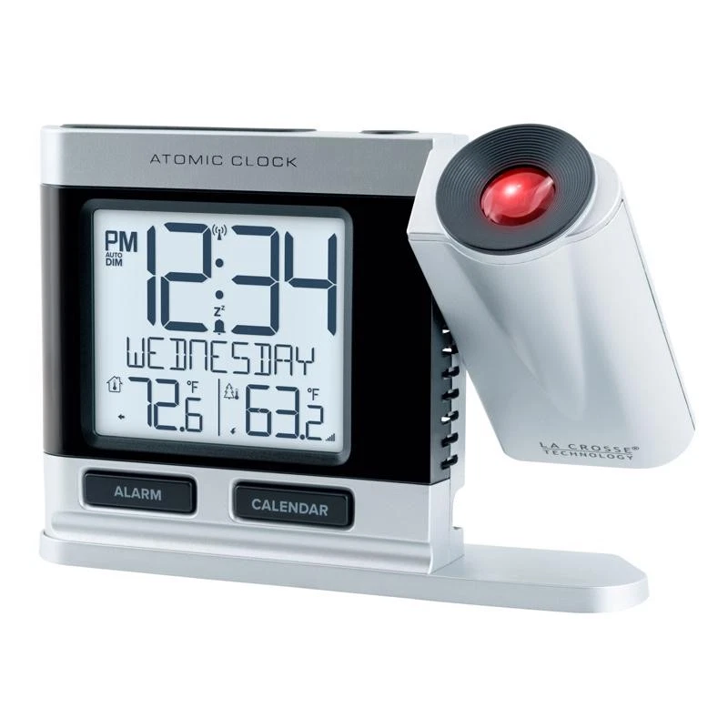 La Crosse Technology 2.5 in. Silver Atomic Projection Alarm Clock LCD Plug-In - Image 1 of 1