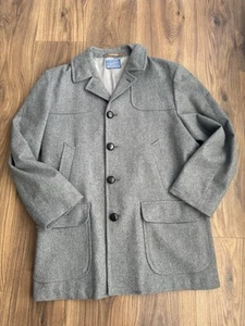 Pendleton Overcoat Mens 44 Gray Donegal Fleck Wool Car Coat Classic Trench - Picture 1 of 8