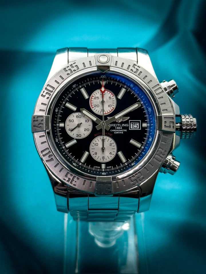 BREITLING SUPER AVENGER II BLACK DIAL STAINLESS STEEL WATCH A1337111/BC29 - Image 1 of 4