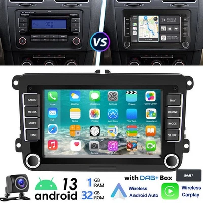 Autoradio DAB+ Carplay Android 13 32G GPS WIFI CAM Per VW GOLF 5 6 Passat Touran - Immagine 1 di 4