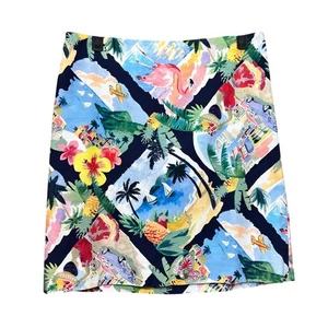 Talbots Womens Petites Size 2P Tropical Print A-Line Lined Side Zip Skirt - Picture 1 of 9