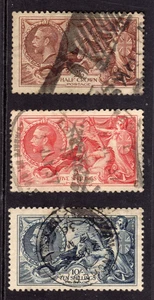 GB GV 1934 Re-engraved Sea Horses set of 3 GU c£150 - Picture 1 of 2