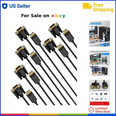 Display Port to VGA Adapter 6 Pack Male to Male for Computer Monitor TV Proje... - Image 1 of 4