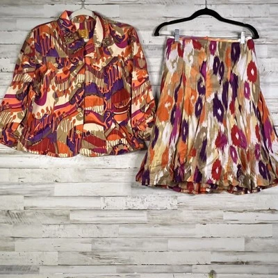 Ruby Rd. Women's Size 12 Blazer And Skirt Suit 2 Piece Set Multi-Color Boho - Image 1 of 4