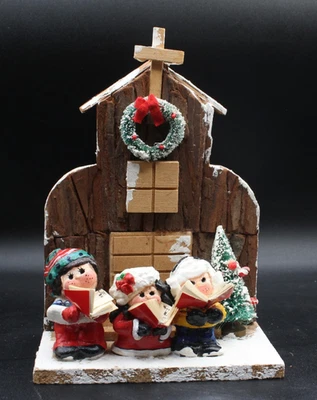 VTG 1970s Enesco Wooden Christmas Carolers Wall Hanger Scene - Image 1 of 3