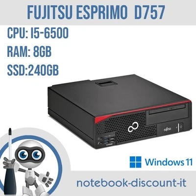 PC DESKTOP  SFF  Fujitsu esprimo D756  Cpu i5-6500 Ram 8Gb SSD 240Gb Win11 Pro - Imagen 1 de 3